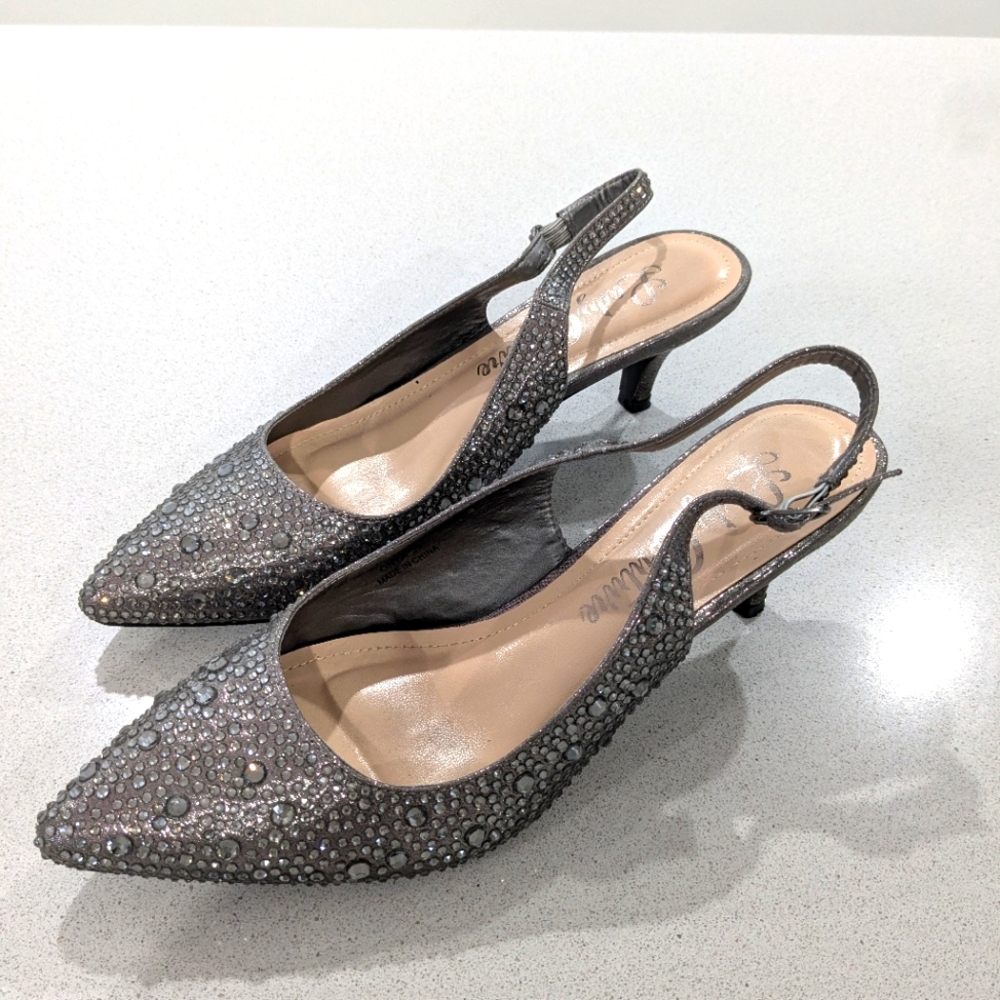 Elegant Lady Couture Onyx Pewter Color Dressy Slingback Shoes 8.5